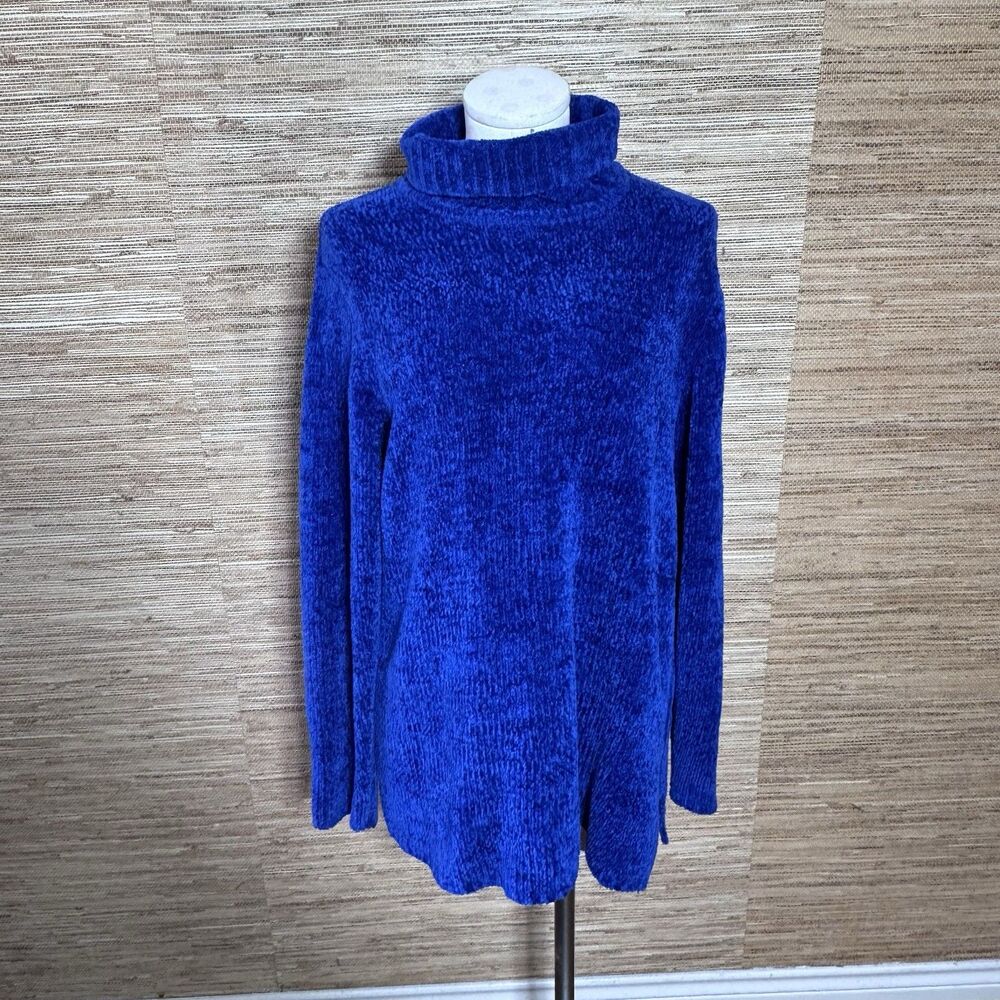 Vintage Momcore 1990s Honors Purple Chenille Turtle Neck Sweater Size Large